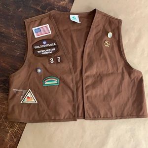 Vintage Girl Scouts USA Vest with Patches and Pins 1990’s
